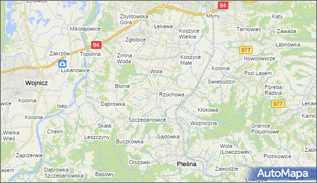 mapa Rzuchowa, Rzuchowa na mapie Targeo