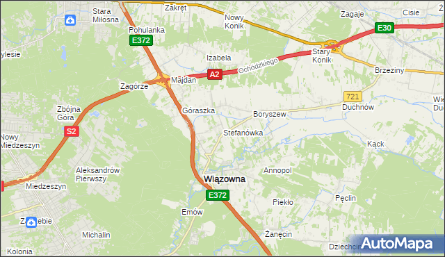 mapa Stefanówka gmina Wiązowna, Stefanówka gmina Wiązowna na mapie Targeo