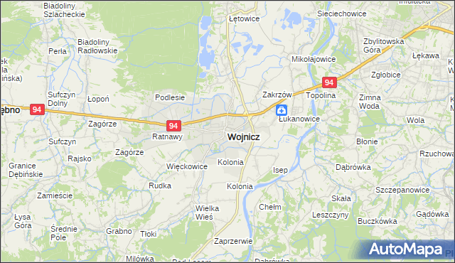 mapa Wojnicz, Wojnicz na mapie Targeo