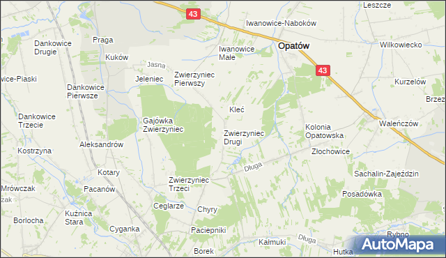 mapa Zwierzyniec Drugi, Zwierzyniec Drugi na mapie Targeo