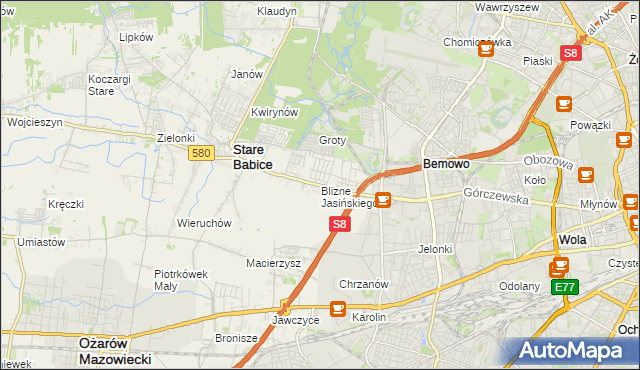 mapa Blizne Jasińskiego, Blizne Jasińskiego na mapie Targeo