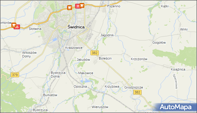 mapa Boleścin gmina Świdnica, Boleścin gmina Świdnica na mapie Targeo