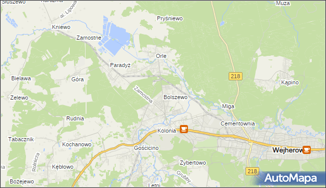 mapa Bolszewo, Bolszewo na mapie Targeo