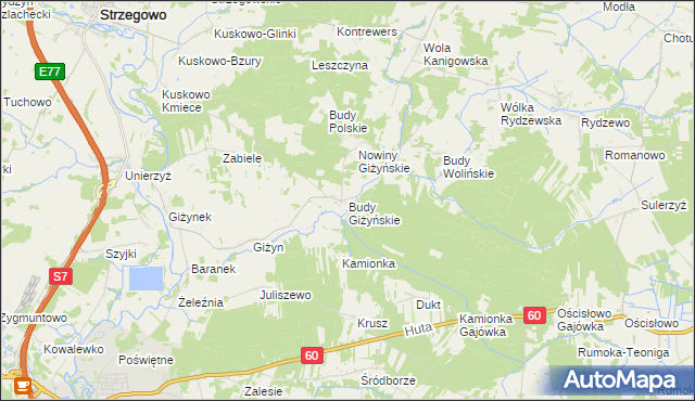 mapa Budy Giżyńskie, Budy Giżyńskie na mapie Targeo