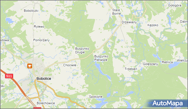 mapa Buszynko Pierwsze, Buszynko Pierwsze na mapie Targeo