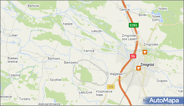 mapa Bychowo gmina Żmigród, Bychowo gmina Żmigród na mapie Targeo