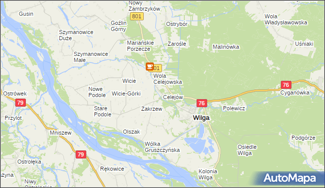 mapa Celejów gmina Wilga, Celejów gmina Wilga na mapie Targeo