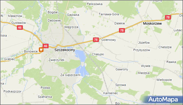 mapa Chałupki gmina Szczekociny, Chałupki gmina Szczekociny na mapie Targeo