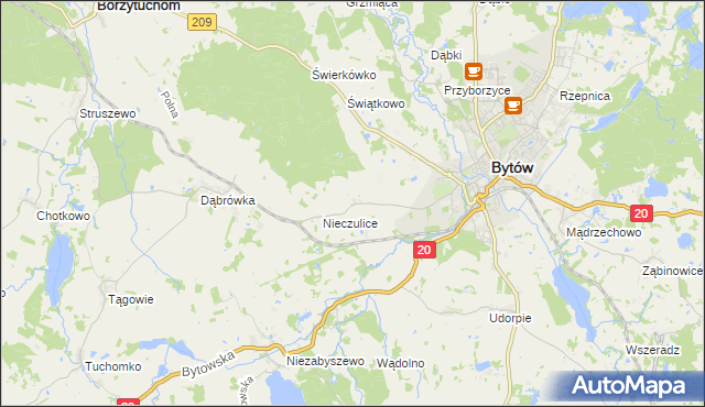 mapa Chomice gmina Bytów, Chomice gmina Bytów na mapie Targeo