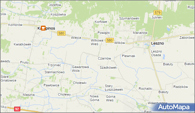 mapa Czarnów gmina Leszno, Czarnów gmina Leszno na mapie Targeo