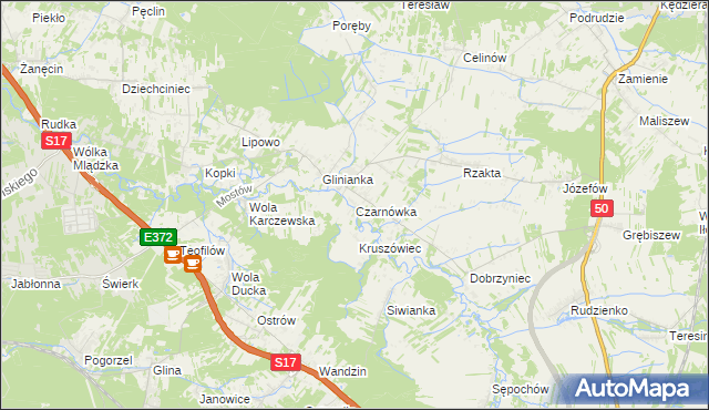 mapa Czarnówka gmina Wiązowna, Czarnówka gmina Wiązowna na mapie Targeo