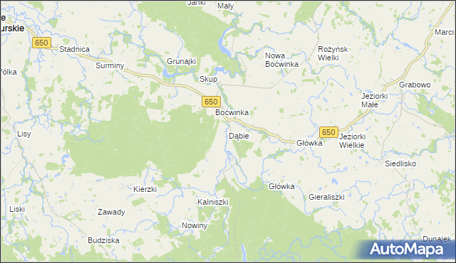 mapa Dąbie gmina Gołdap, Dąbie gmina Gołdap na mapie Targeo