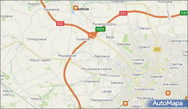 mapa Dąbrowica gmina Jastków, Dąbrowica gmina Jastków na mapie Targeo