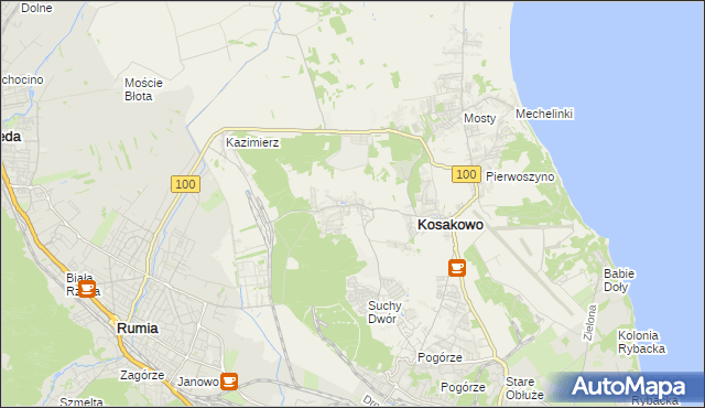 mapa Dębogórze, Dębogórze na mapie Targeo