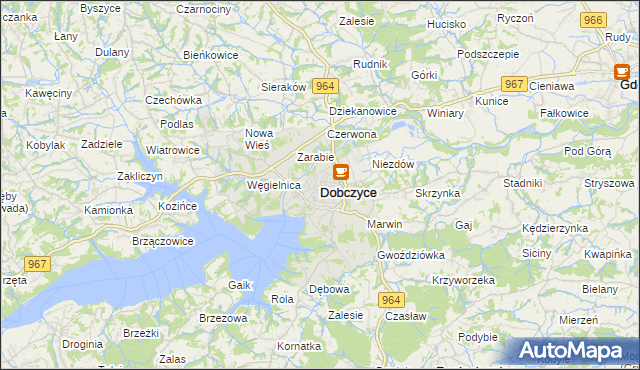 mapa Dobczyce, Dobczyce na mapie Targeo