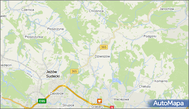 mapa Dziwiszów, Dziwiszów na mapie Targeo