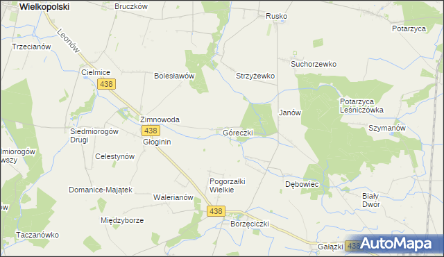 mapa Góreczki gmina Koźmin Wielkopolski, Góreczki gmina Koźmin Wielkopolski na mapie Targeo