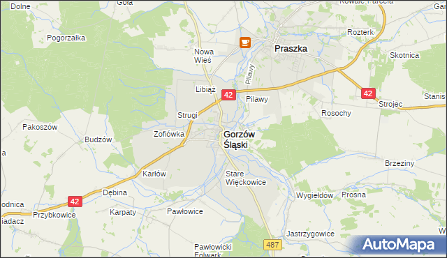 mapa Gorzów Śląski, Gorzów Śląski na mapie Targeo