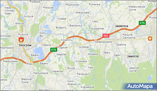 mapa Grodziec gmina Jasienica, Grodziec gmina Jasienica na mapie Targeo