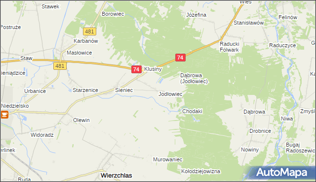 mapa Jodłowiec, Jodłowiec na mapie Targeo