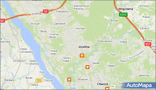 mapa Józefów powiat otwocki, Józefów powiat otwocki na mapie Targeo