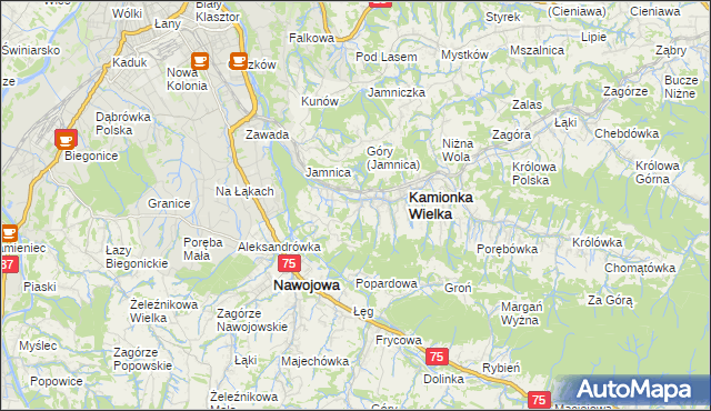 mapa Kamionka Mała gmina Kamionka Wielka, Kamionka Mała gmina Kamionka Wielka na mapie Targeo