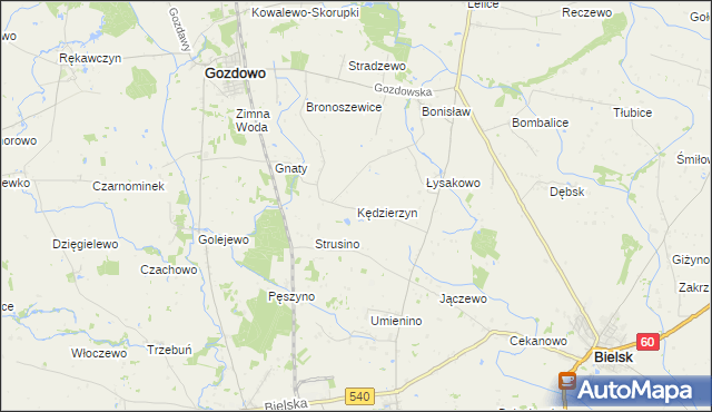 mapa Kędzierzyn gmina Bielsk, Kędzierzyn gmina Bielsk na mapie Targeo