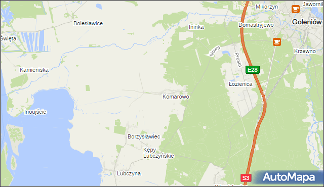 mapa Komarowo, Komarowo na mapie Targeo