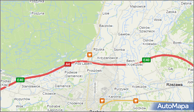 mapa Krzyżanowice gmina Bochnia, Krzyżanowice gmina Bochnia na mapie Targeo