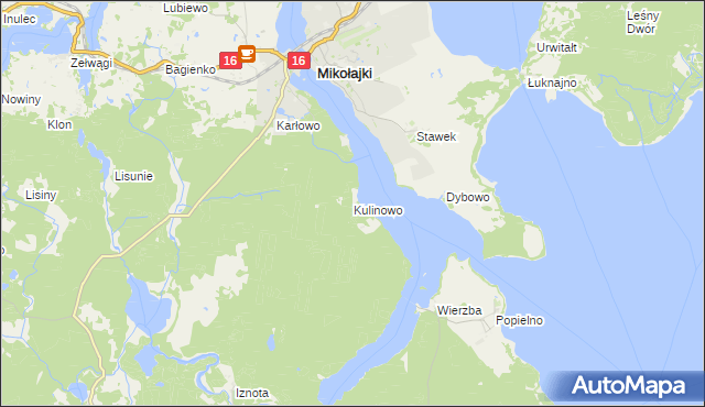 mapa Kulinowo, Kulinowo na mapie Targeo