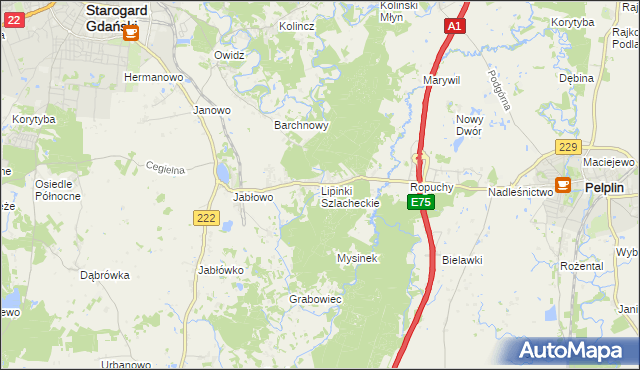 mapa Lipinki Szlacheckie, Lipinki Szlacheckie na mapie Targeo