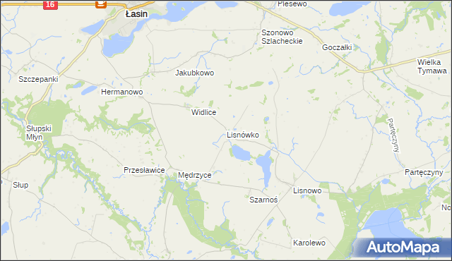 mapa Lisnówko, Lisnówko na mapie Targeo