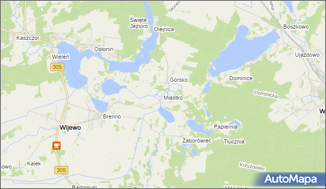 mapa Miastko gmina Wijewo, Miastko gmina Wijewo na mapie Targeo