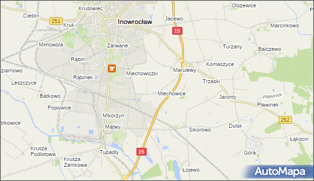 mapa Miechowice gmina Inowrocław, Miechowice gmina Inowrocław na mapie Targeo