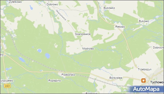 mapa Modrolas, Modrolas na mapie Targeo