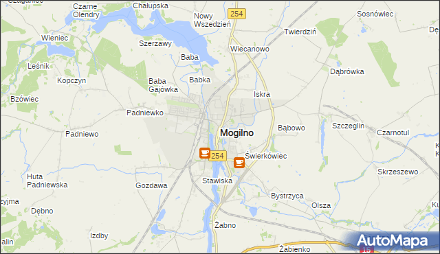 mapa Mogilno, Mogilno na mapie Targeo