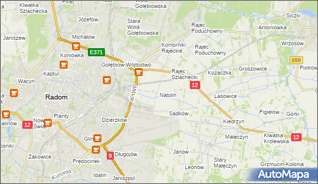 mapa Natolin gmina Jedlnia-Letnisko, Natolin gmina Jedlnia-Letnisko na mapie Targeo