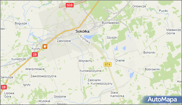 mapa Nowa Kamionka gmina Sokółka, Nowa Kamionka gmina Sokółka na mapie Targeo