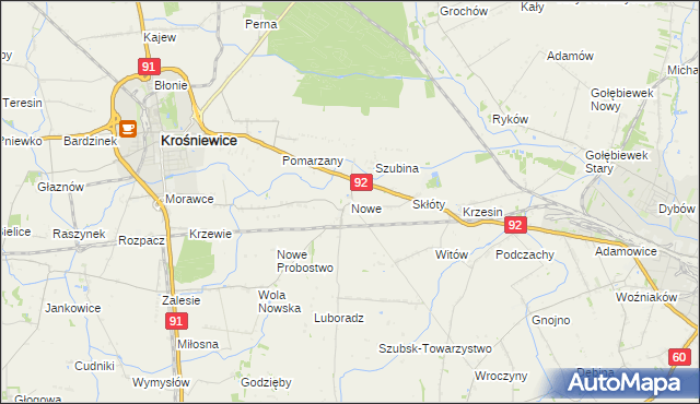 mapa Nowe gmina Krośniewice, Nowe gmina Krośniewice na mapie Targeo