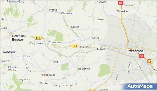 mapa Obrębiec, Obrębiec na mapie Targeo