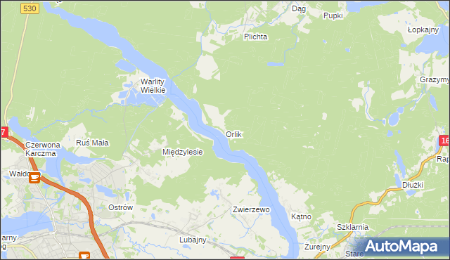 mapa Orlik gmina Łukta, Orlik gmina Łukta na mapie Targeo