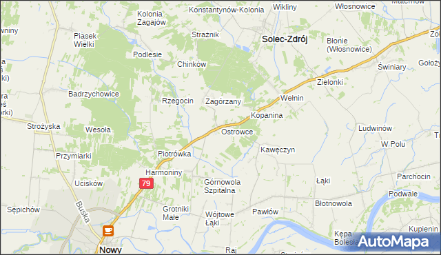 mapa Ostrowce, Ostrowce na mapie Targeo