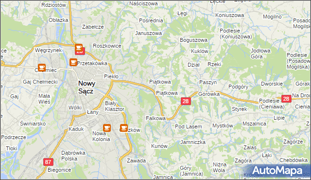 mapa Piątkowa gmina Chełmiec, Piątkowa gmina Chełmiec na mapie Targeo
