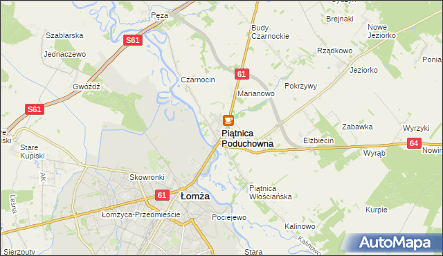 mapa Piątnica Poduchowna, Piątnica Poduchowna na mapie Targeo