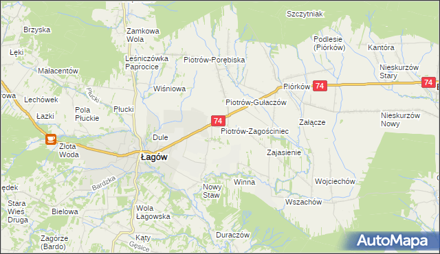mapa Piotrów-Zagościniec, Piotrów-Zagościniec na mapie Targeo