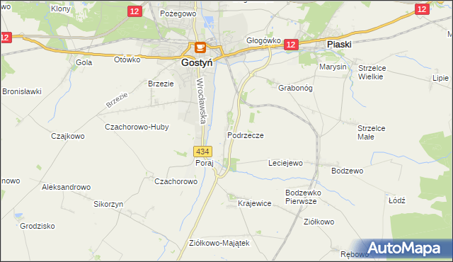 mapa Podrzecze gmina Piaski, Podrzecze gmina Piaski na mapie Targeo