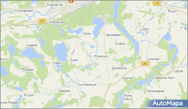 mapa Przemyśl gmina Sieraków, Przemyśl gmina Sieraków na mapie Targeo