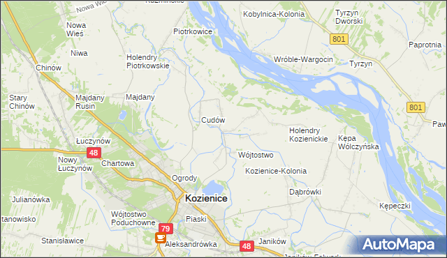 mapa Przewóz gmina Kozienice, Przewóz gmina Kozienice na mapie Targeo