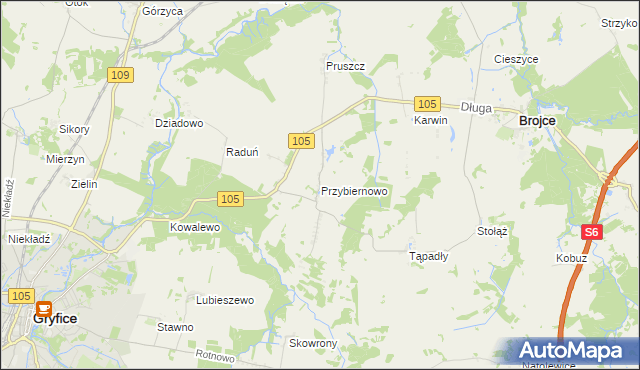 mapa Przybiernowo, Przybiernowo na mapie Targeo