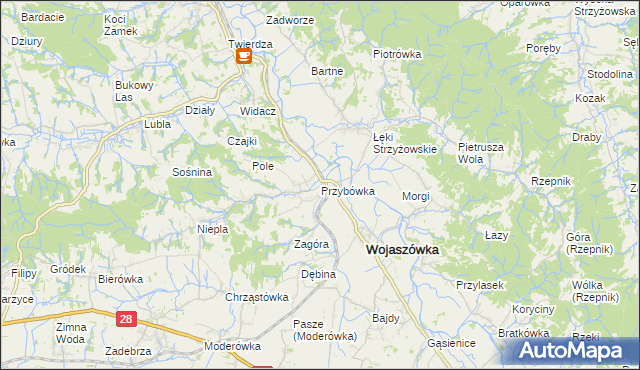 mapa Przybówka, Przybówka na mapie Targeo